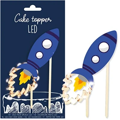 Afbeelding van Scrapcooking 4968 Led taartdecoratie, houten lichtdecoratie, kinderverjaardag, voor taarten, cakes, desserts