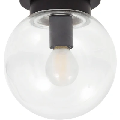 Afbeelding van Lucande Plafondlamp badkamer 1licht Glas, staal H: 18 cm E14 zwart, helder