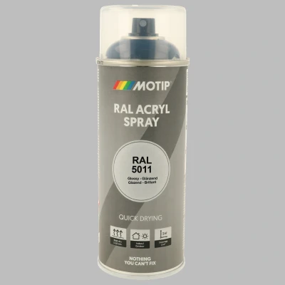 Afbeelding van Motip industrial acryllak hoogglans RAL 5011 staalblauw 400 ml