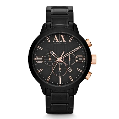 Afbeelding van Armani Exchange Chronograaf herenhorloge, roestvrij stalen horloge, kastmaat 49 m, Zwart en roségoud, AX1350