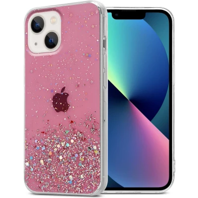 Afbeelding van Cadorabo Hoesje geschikt voor Apple iPhone 13 in Roze met Glitter Beschermhoes van flexibel TPU silicone fonkelende glitters Case Cover Etui