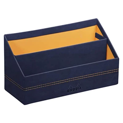 Afbeelding van RHODIA 194612C Posthouder, nachtblauw, 25 x 10 31 cm, zadelpen, oranje, voor buiten, kunstleer, collectie Home Office Rhodiarama, kantoororganisatie en opslag, design