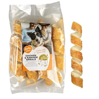 Afbeelding van Duvoplus Hondensnack Hond Meat! Kip &amp; Runderhuid Spiralen L 25 27cm 520g 8st