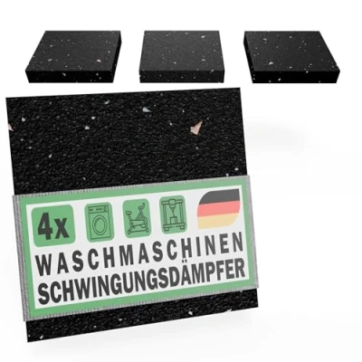Afbeelding van Lot de 4 tapis anti vibrations pour machine à laver et sèche linge 90 x 3 mm Granulés caoutchouc recyclés Fabriqué en Allemagne