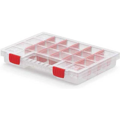 Afbeelding van Kistenberg Sorteerbox/vakjes koffer spijkers/schroeven/kleine spullen 20 vaks kunststof transparant 34 x 25 5 cm