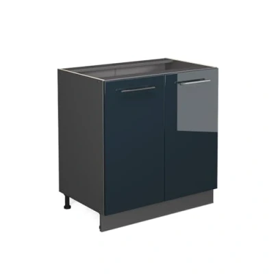 Afbeelding van Vicco Wastafelkast Fame Line, Donkerblauw hoogglans/Antraciet, 80 cm met legplank, zonder werkblad