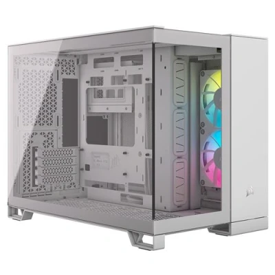 Image de CORSAIR iCUE LINK 2500X RGB Mid tower micro ATX panneau latéral fenêtré (verre trempé) pas d&#039;alimentation (ATX) blanc USB/Audio