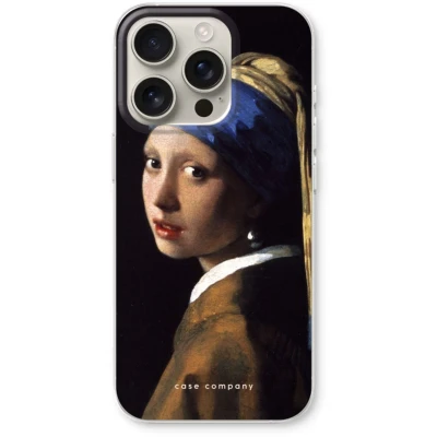 Afbeelding van Case Company® hoesje geschikt voor iPhone 16 Pro The Pearl Earring Soft Cover Telefoonhoesje Bescherming aan alle Kanten en Schermrand