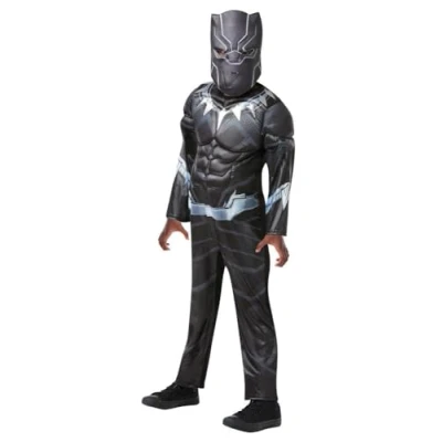Afbeelding van Rubies Officieel Avengers luxe Black Panther kinderkostuum maat 9 10 jaar superheld Marvel kostuum met overall en masker voor Halloween, carnaval cadeau idee Kerstmis