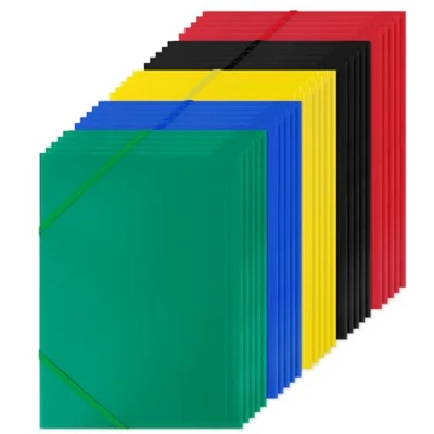 Afbeelding van 25 stuks A4 map met elastische band, PP kunststof hoekklem map, DIN documentenmap, lichtgewicht voor dossiers, vergaderingen, rapporten, kantoorbenodigdheden