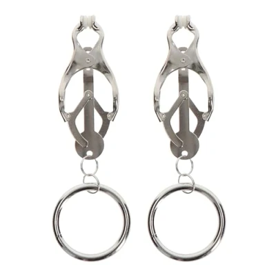 Afbeelding van Taboom Butterfly clamps With Ring Bondage / SM Nipple Zilver