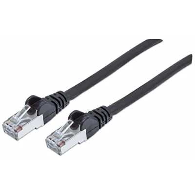 Afbeelding van Intellinet 741163 RJ45 Netwerkkabel, patchkabel CAT 6A S/FTP 20.00 m Zwart Folie afscherming, Afscherming gevlochten, Afgeschermd, Halogeenvrij 1 stuk(s)