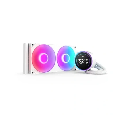 Afbeelding van NZXT Kraken Elite 280 RGB 2024 White Vloeistof koelsysteem processor afmeting radiator 280mm voor Intel LGA 1851, 1700, 1200, 115X AMD AM5, AM4 2 x F280 Core Fan Zero RPM Mode 2.72 IPS LCD wit