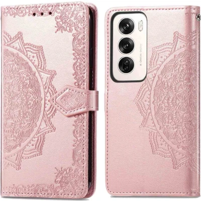 Afbeelding van imoshion Hoesje Geschikt voor Oppo Reno 12 Met Pasjeshouder Mandala Bookcase Rosé Goud
