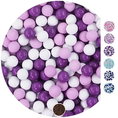 Afbeelding van EinsSein Kleine chocoladeballen, 1 kg, wit/lila/paars, ca. cm, gastgeschenken voor bruiloft, doop, communie, vormsel, perfect reageerbuisjes, alternatief chocolade,