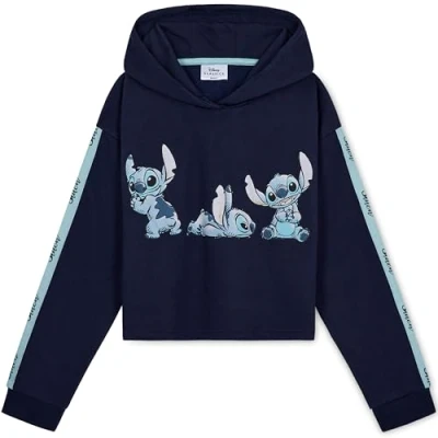 Afbeelding van Disney Sweatshirt voor meisjes met Stitch, Stitch trui, crop top meisjes, en tienermode, 7 14 jaar, Marine.