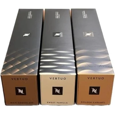 Afbeelding van Nespresso Vertuo Barista Creations Golden Caramel, Sweet Vanilla, Rich Chocolate, 30 capsules