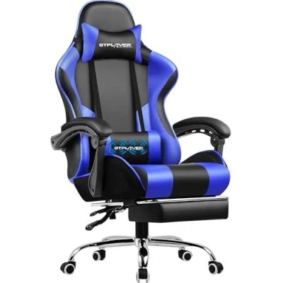 Afbeelding van GTPLAYER Bureaustoel, gamingstoel, ergonomische gamingstoel met voetensteun, hoofdsteun, gewatteerd lendenkussen, draaistoel