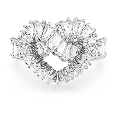Afbeelding van Swarovski dames VITTORE HEART RING HRT WOVEN W in de kleur Zilver, maat: Maat 55 17,5 mm