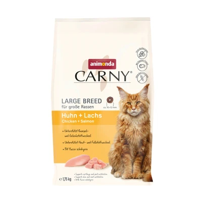 Afbeelding van Voordeelpakket: 3x1,75kg animonda Carny Large Breed kip + zalm droogvoer voor katten