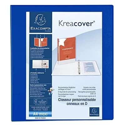 Afbeelding van Exacompta Kreacover personaliseerbare ringmap blauw 4 ringen van 40 mm