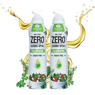 Afbeelding van Rabeko Zero caloriearme kookspray, Italiaanse kruiden, 800 porties, 2 kcal per spray, spray voor frituren, grillen en bakken, zonder additieven, suikervrij, glutenvrij, x 200 ml