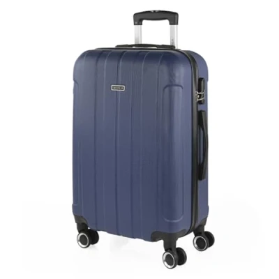 Afbeelding van ITACA Harde ABS reiskoffers, reiskoffer, middelgrote en grote koffer, telescopische handgreep, 4 zwenkwielen cijferslot, Blauwe jeans, Handbagage