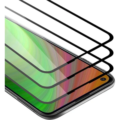 Afbeelding van Cadorabo 3x Screenprotector geschikt voor Huawei P40 LITE E Volledig scherm pantserfolie Beschermfolie in TRANSPARANT met ZWART Getemperd (Tempered) Display beschermend glas 9H hardheid 3D Touch