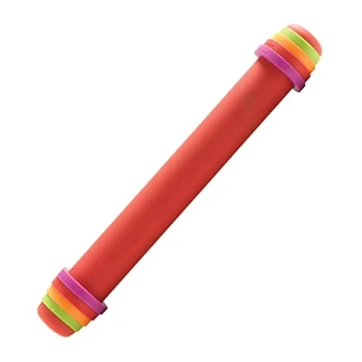 Image de Mastrad f11870 rouleau à pâtisserie ajustable silicone/acier/pa rouge 41 cm