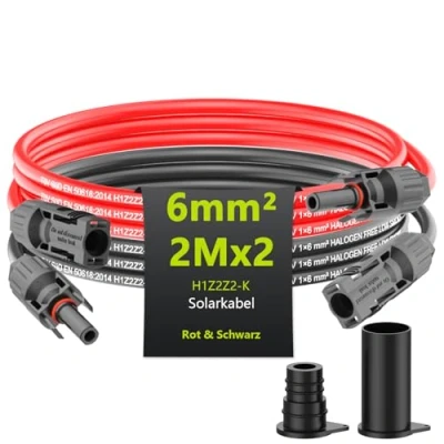 Afbeelding van zonnekabel 6 mm 2/4 mm² verlengkabel 1/2/3/5/10 m PV mm/4 voor zonnepaneel (6 mm², 2 m)