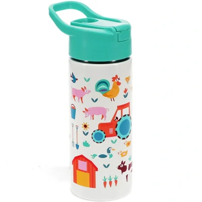 Afbeelding van Rex london rvs drinkfles met rietje farmyard 500 ml