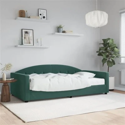 Image de vidaXL Lit de jour avec matelas vert foncé 100x200 cm velours