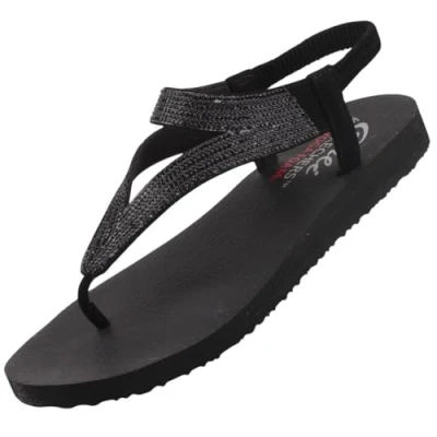 Afbeelding van Skechers Meditation Vibrant GLOW Teensandalen, Dames, Maat: 39, Zwart Hoogwaardig imitatieleer