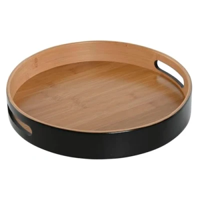 Afbeelding van Snackdienblad Home ESPRIT Zwart Natuurlijk Modern 30 x 5 cm