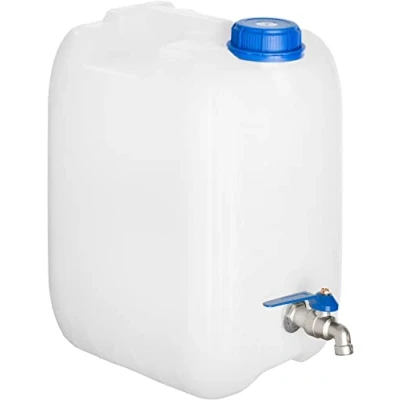 Afbeelding van 20 liter BPA vrije waterjerrycan met gegalvaniseerde kraan, drinkwaterjerrycan