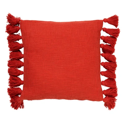 Afbeelding van Dutch Decor RUBY Kussenhoes 45x45 cm 100% katoen met flosjes Aurora Red rood