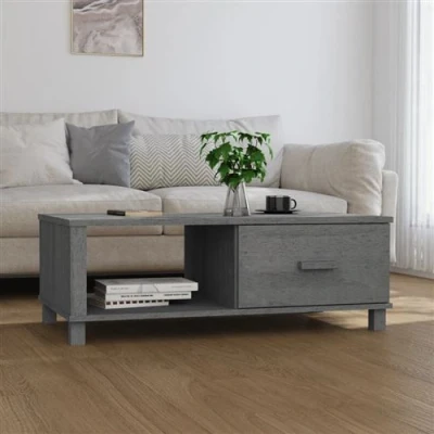 Afbeelding van Salontafel HAMAR 100x55x35 cm massief grenenhout donkergrijs