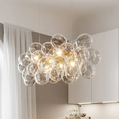 Afbeelding van By Rydéns Gross Bar hanglamp, messing/helder, 80 cm, glas