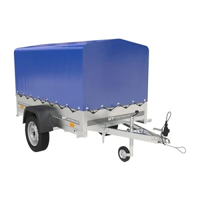 Afbeelding van Hanglamp Garden Trailer 200 KIPP x 106 cm 750 kg [met hoge spriegel, blauwe hochplane en steunrad]