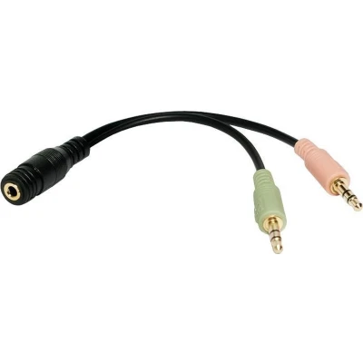 Afbeelding van LogiLink CA0020 Jackplug Audio Adapter [1x female 3,5 mm 2x male mm] Zwart