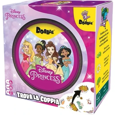 Afbeelding van Asmodee Dobble: Disney Princess Grappig gezelschapsspel voor het hele gezin met prinsessen, 2 8 spelers, 4+ jaar, Italiaanse editie