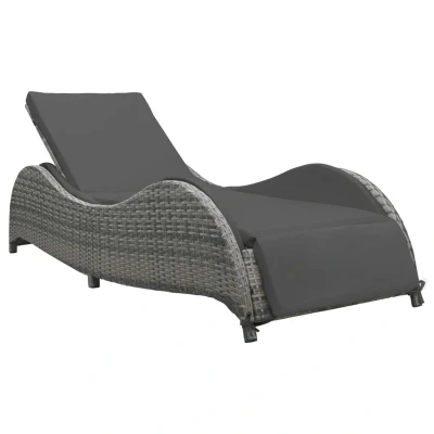 Afbeelding van Ligbed met kussen poly rattan antraciet