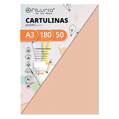 Afbeelding van 50 kaarten vanille kleuren DIN A3 180g