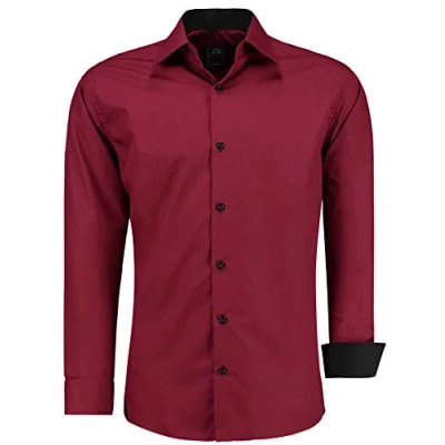 Afbeelding van J&#039;S FASHION herenhemd Slim fit Lange mouwen Gemakkelijk te strijken EU maten: S tot 6XL, Bordeaux