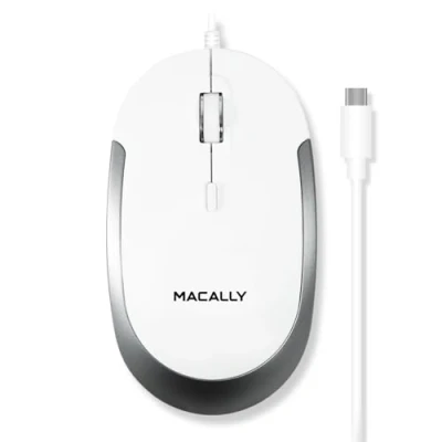 Afbeelding van Macally bedrade USB C muis voor Mac en Windows 3 knoppen type scrollwiel Comfortabel tweehandig ontwerp Compacte met optische sensor DPI schakelaar