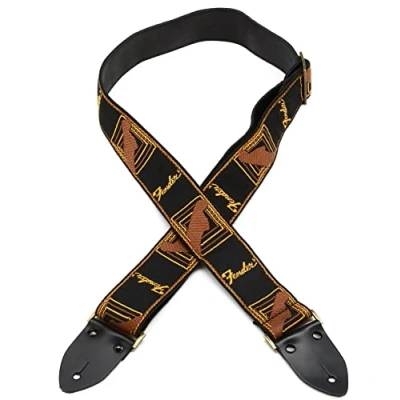 Afbeelding van Fender® »LEGACY VINTAGE MONOGRAM STRAP&quot; Gitaarband 5 cm breed Kleur: Zwart/Bruin/Geel