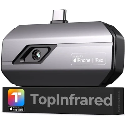 Afbeelding van TOPDON TC002C Thermische camera voor iPhone 15 serie, infraroodresolutie 256 x 192, temperatuurbereik 20 C tot 550 C, beeldfrequentie 25 Hz, warmtegevoeligheid 40 mK, infraroodcamera
