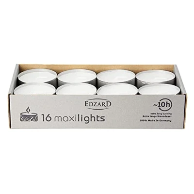 Afbeelding van EDZARD 16 Maxilights, maxi theelichtjes, wit, transparante kunststof schaal, Ø 54 mm, geurvrij