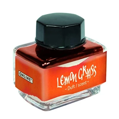 Afbeelding van Online 17067/3 inktglas 15 ml I geurinkt ornament zintuiglijke inkt kalligrafie journaling, limoengroen oranje