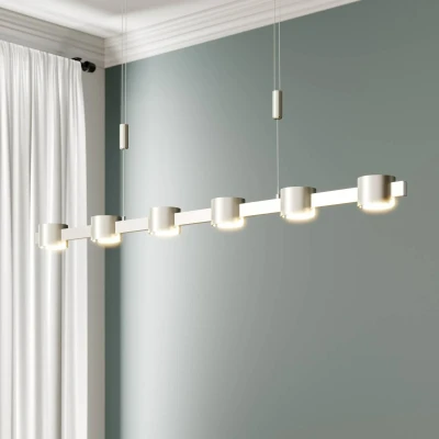 Afbeelding van quitani Hanglampen 6lichts Aluminium, staal H: 4.5 cm mat nikkel Inclusief lichtbronnen